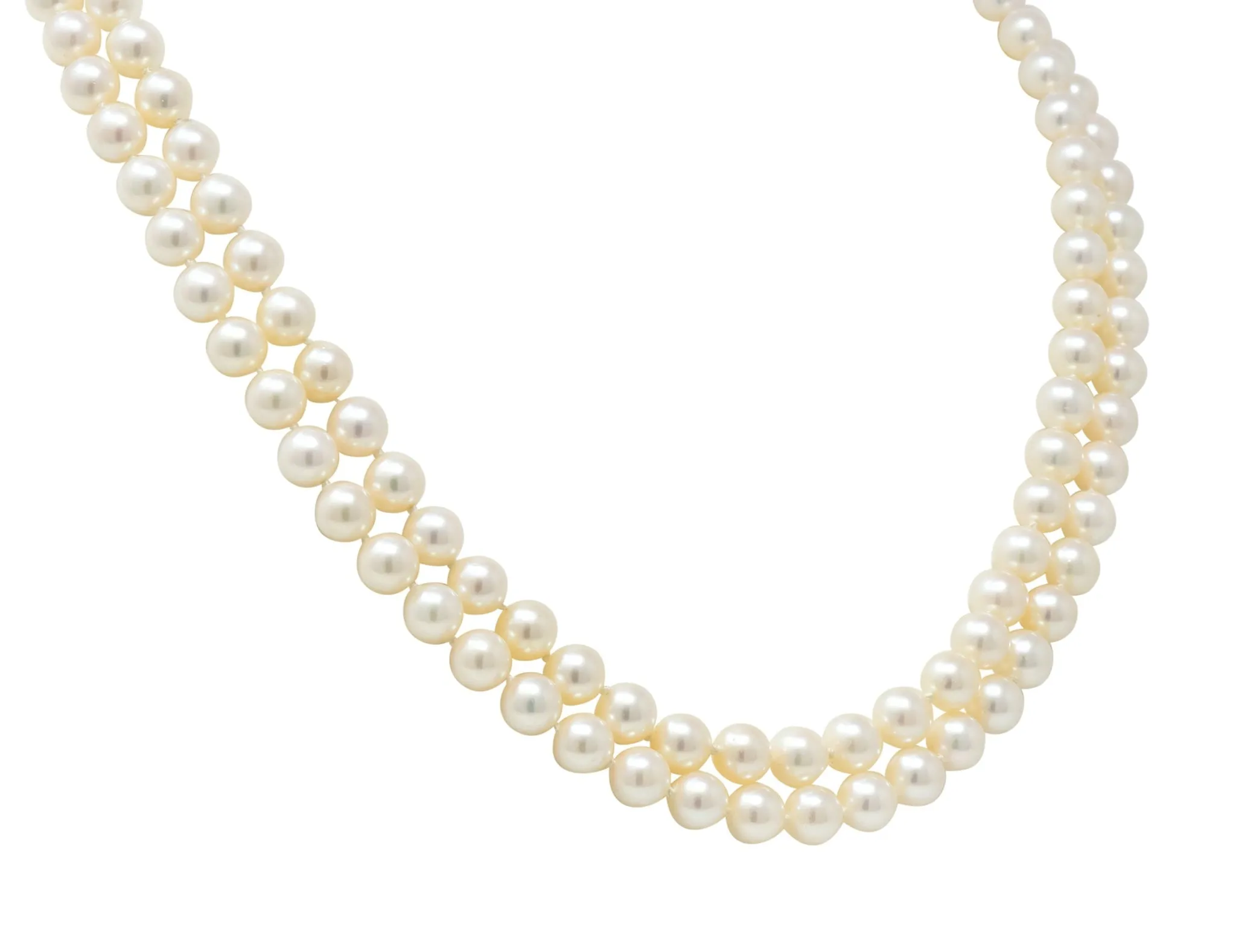 Vintage Tiffany & Co. Cultured Pearl 18 Karat Gold Double Strand Necklace Circa 1990's