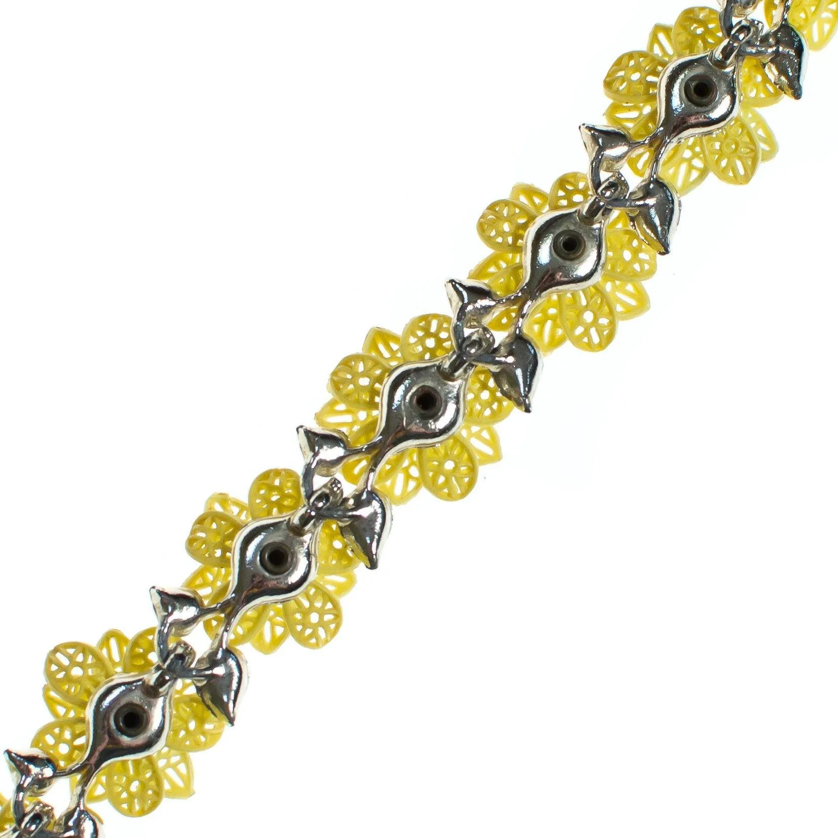 Vintage Yellow Flower Choker Necklace with Aurora Borealis Crystals