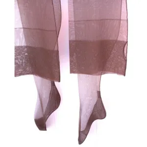 VTG Nylon Stockings La France #200 Seamed Hosiery DuPont Copper Glo Sz 9 Cuban