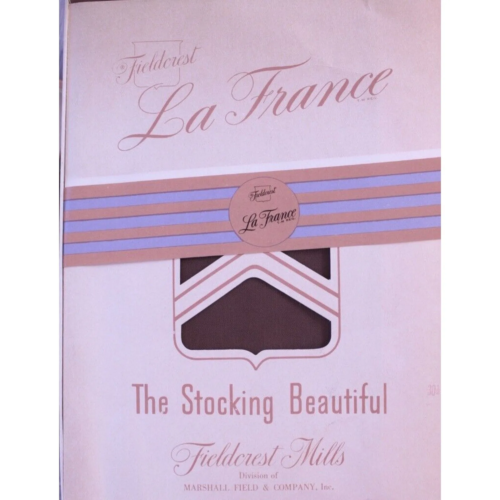 VTG Nylon Stockings La France #200 Seamed Hosiery DuPont Copper Glo Sz 9 Cuban