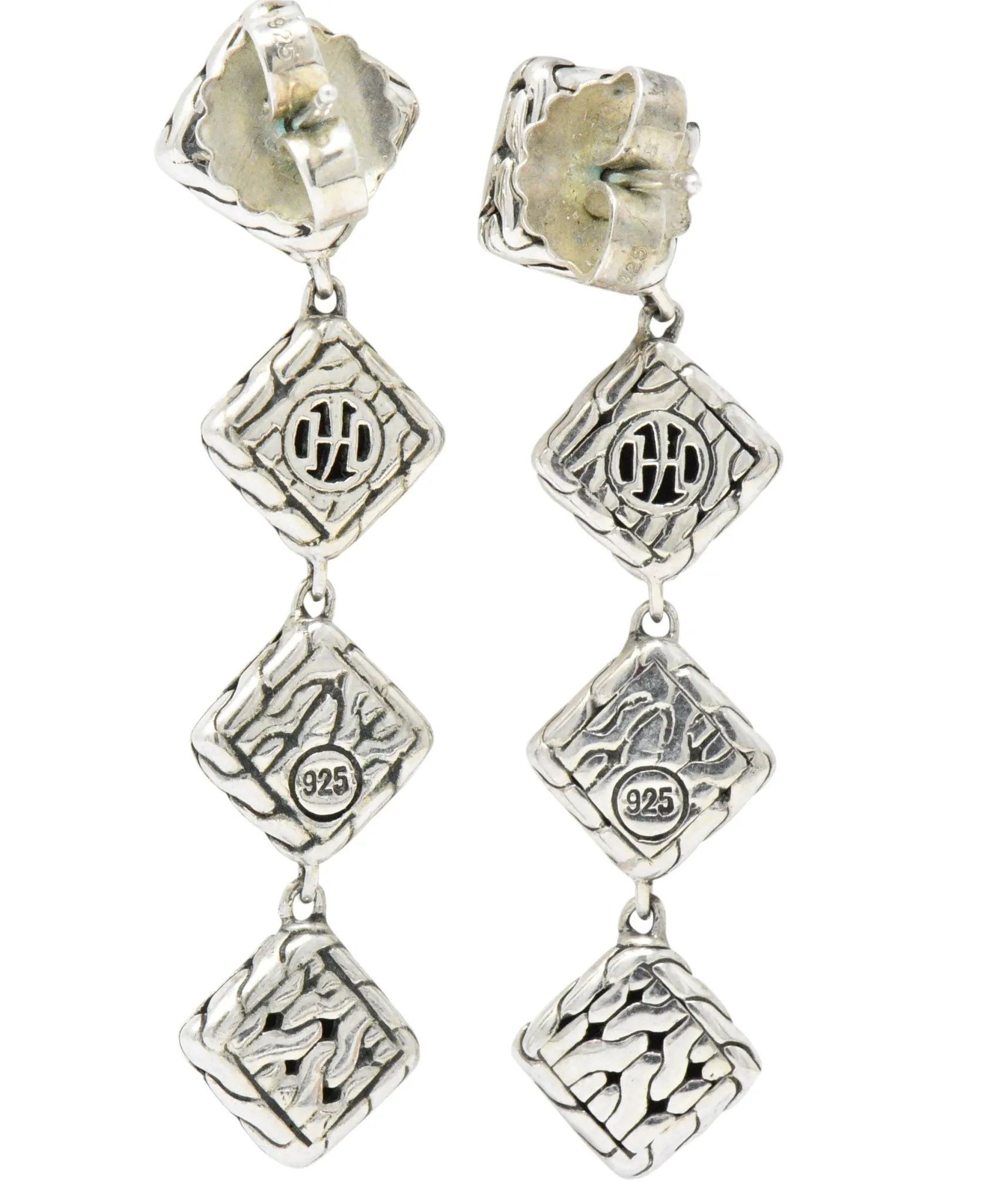We- 1886 John Hardy Sterling Silver Classic Chain Sugarloaf Drop Earrings