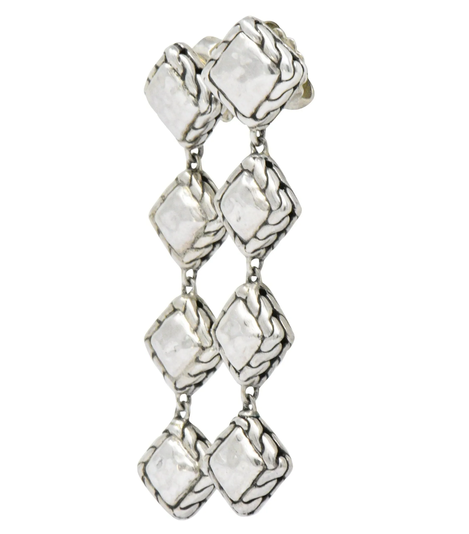 We- 1886 John Hardy Sterling Silver Classic Chain Sugarloaf Drop Earrings