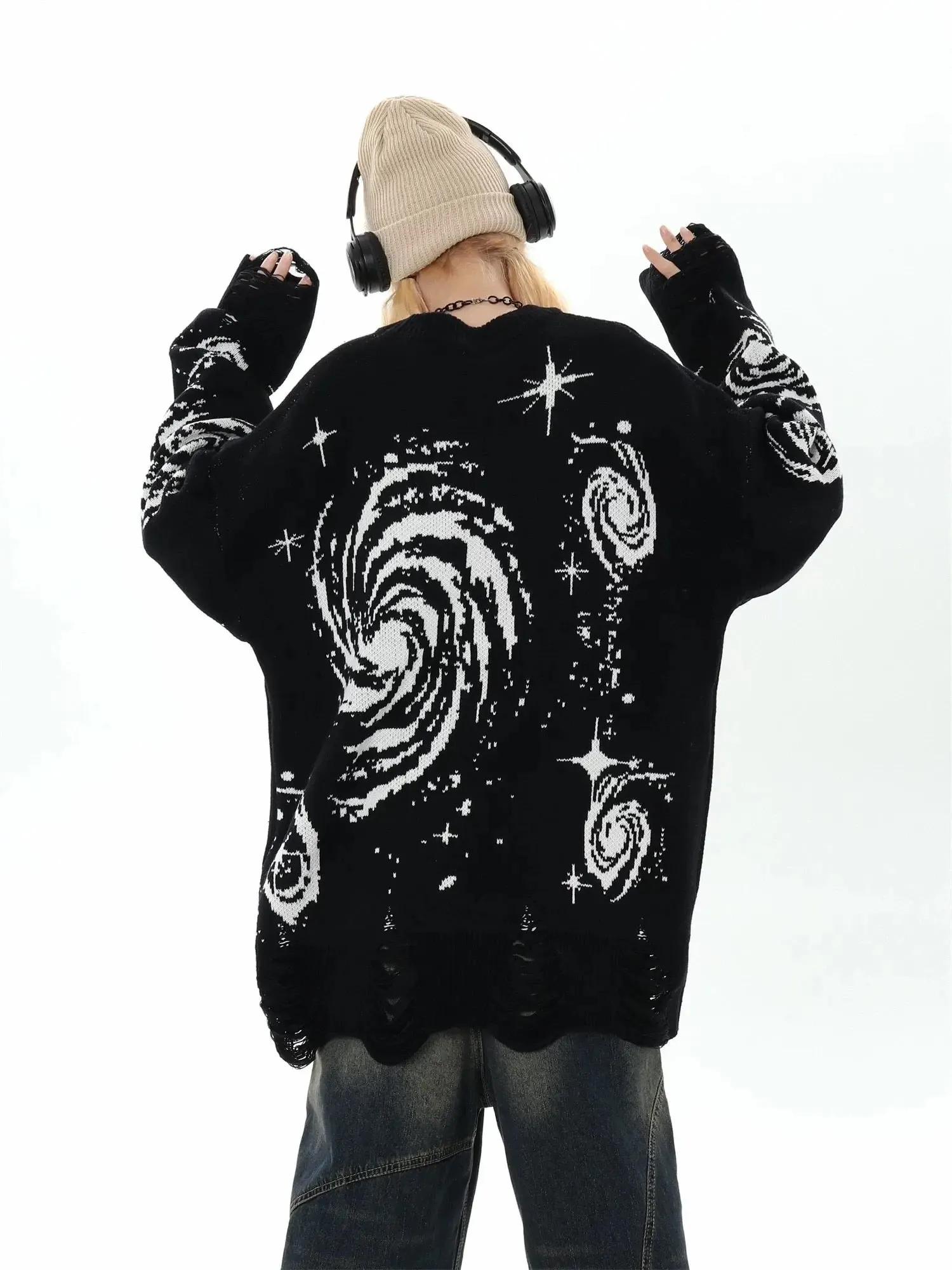 'Whimsy' Dark Galaxy Oversized Unisex Sweater