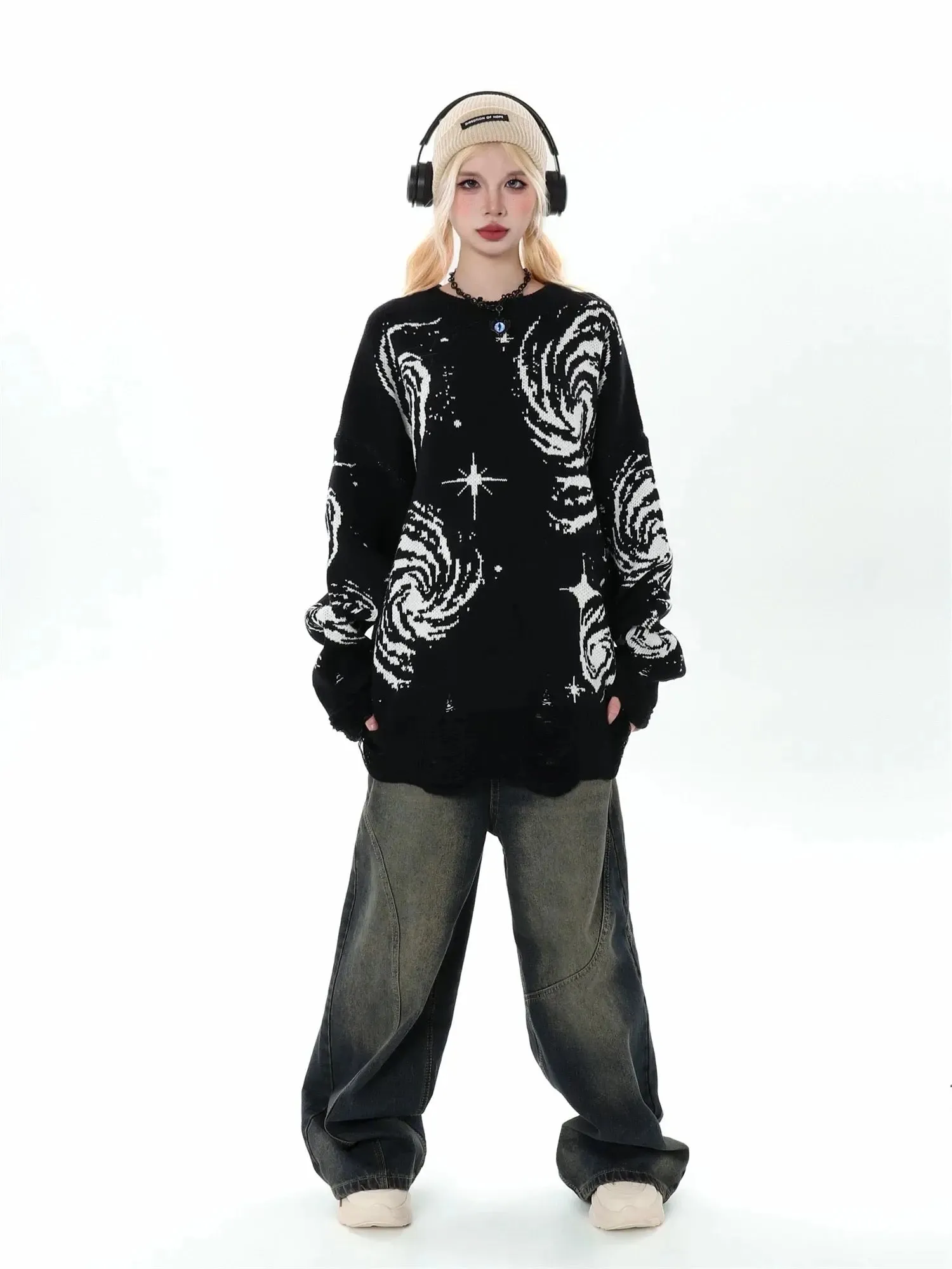 'Whimsy' Dark Galaxy Oversized Unisex Sweater