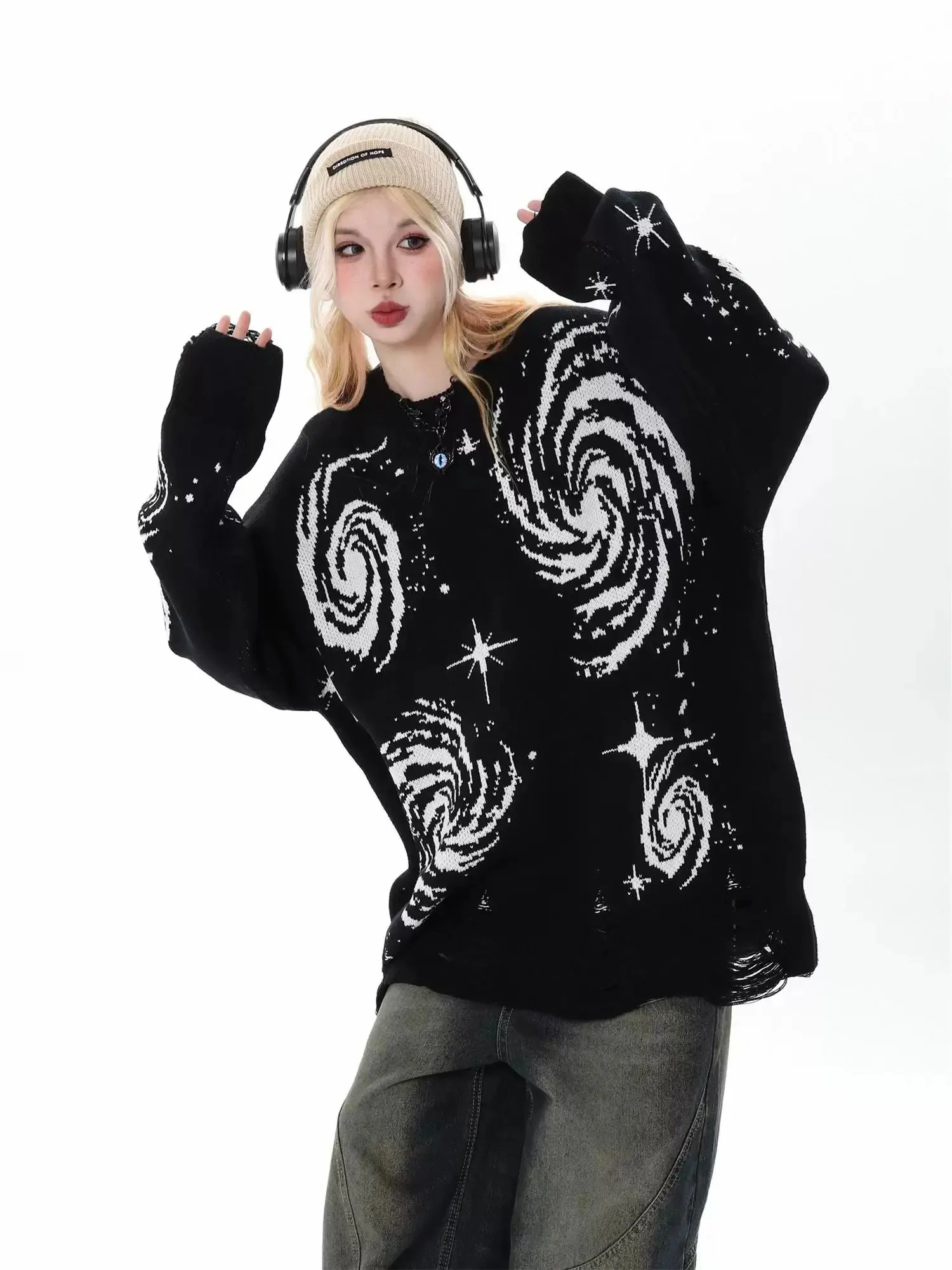 'Whimsy' Dark Galaxy Oversized Unisex Sweater