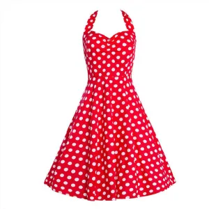 Women Dress Casual Print Floral Retro Vintage 50s robe Polka Dot Rockabilly Swing Pinup Party Dress plus size