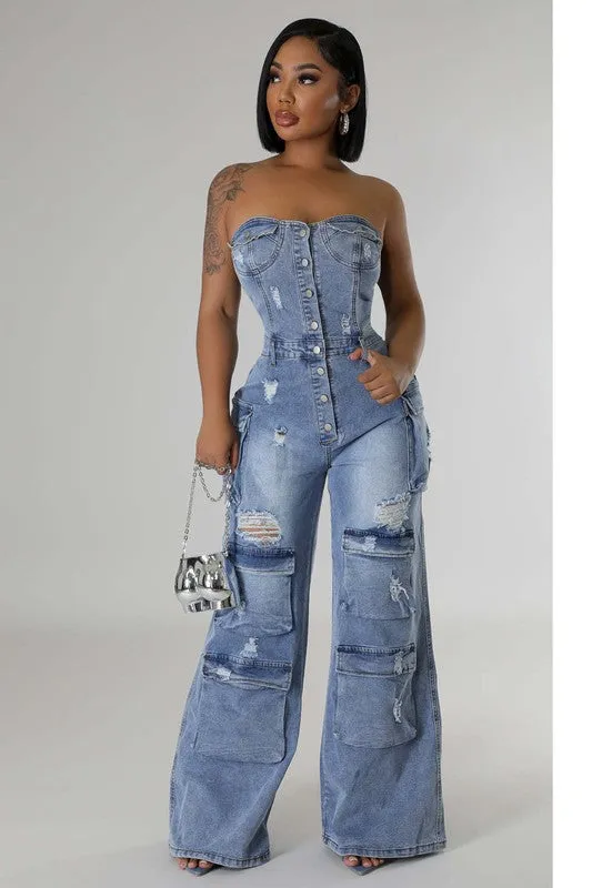 WOMEN FASHION DENIM JUMPSUIT
