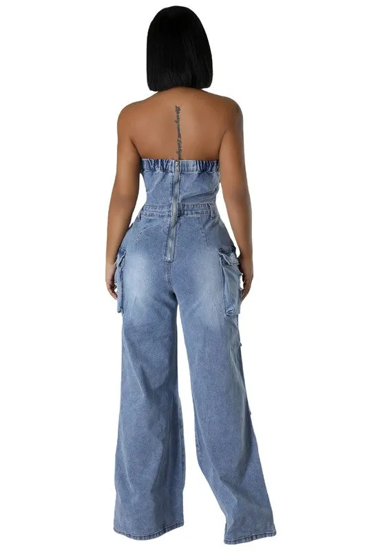 WOMEN FASHION DENIM JUMPSUIT