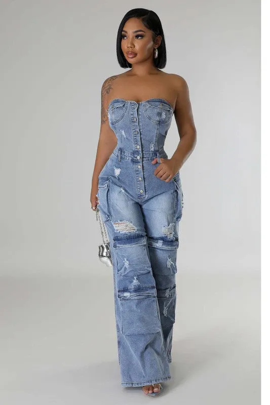 WOMEN FASHION DENIM JUMPSUIT
