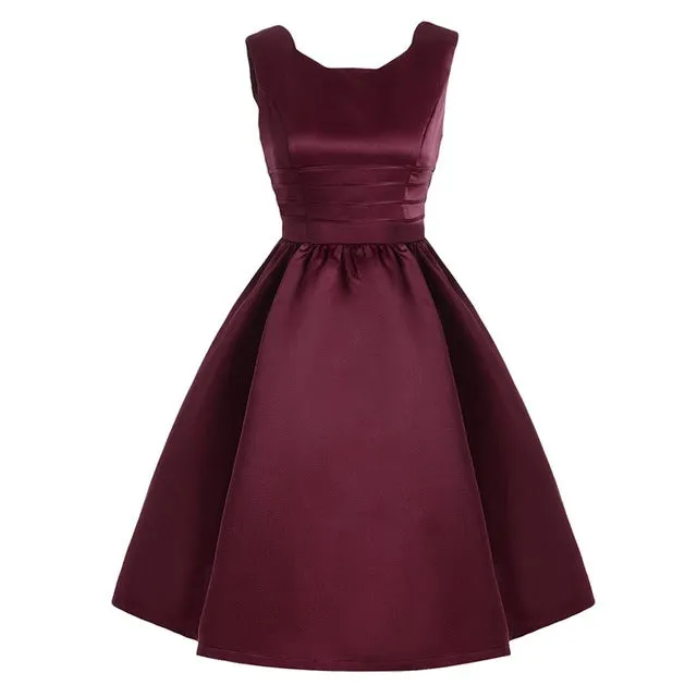 Women Sleeveless Vintage Summer Dress 50s 60s Retro Vintage Rockabilly Audrey Hepburn Big Hem Feminino Vestidos