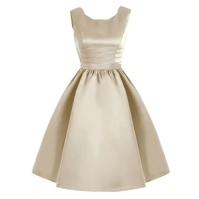Women Sleeveless Vintage Summer Dress 50s 60s Retro Vintage Rockabilly Audrey Hepburn Big Hem Feminino Vestidos