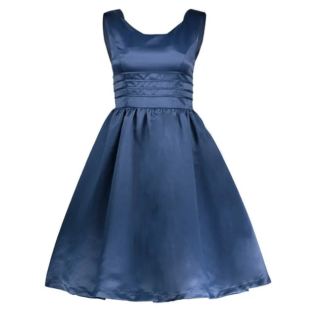 Women Sleeveless Vintage Summer Dress 50s 60s Retro Vintage Rockabilly Audrey Hepburn Big Hem Feminino Vestidos