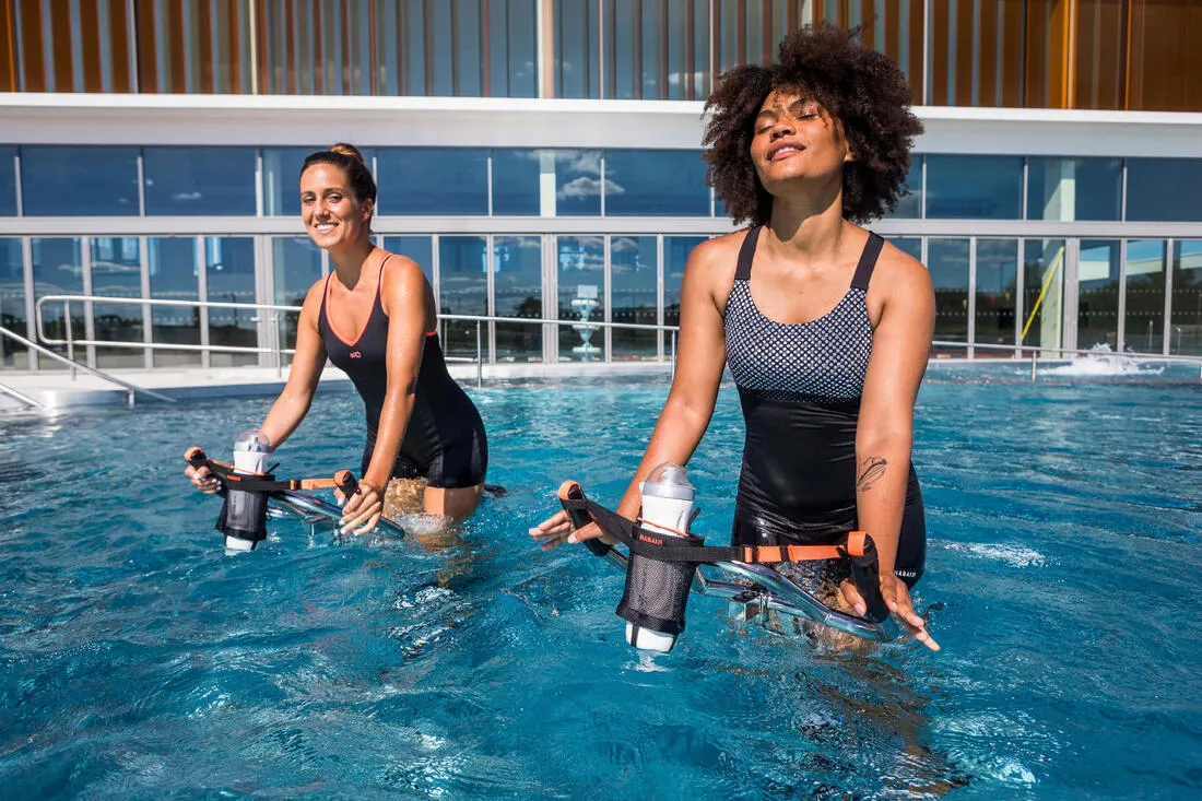Women's Aquafit-Aquabiking Shorty 1-Piece Swimsuit Elea Bul Black Grey