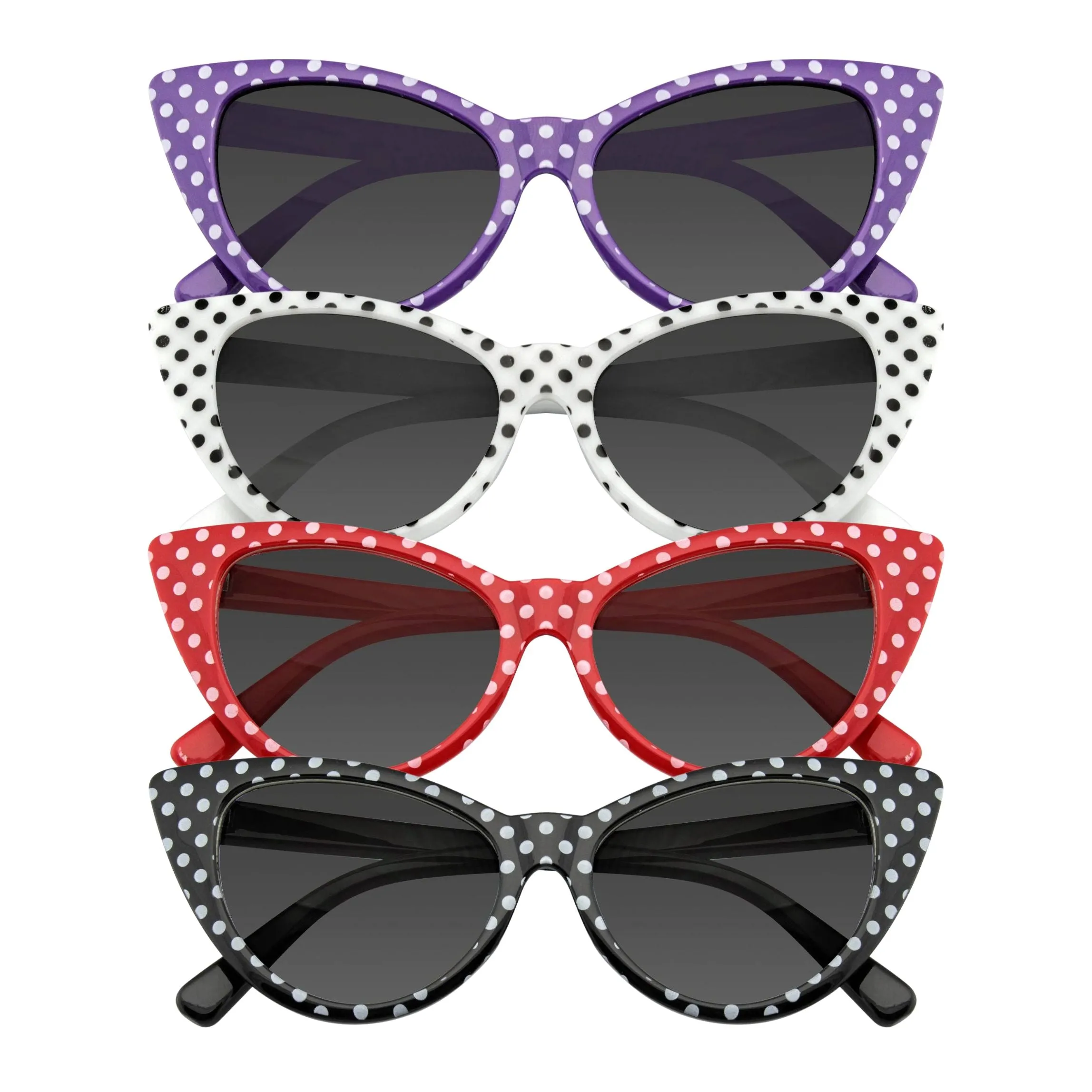 Women's Retro Rockabilly Polka Dot Cat Eye Sunglasses