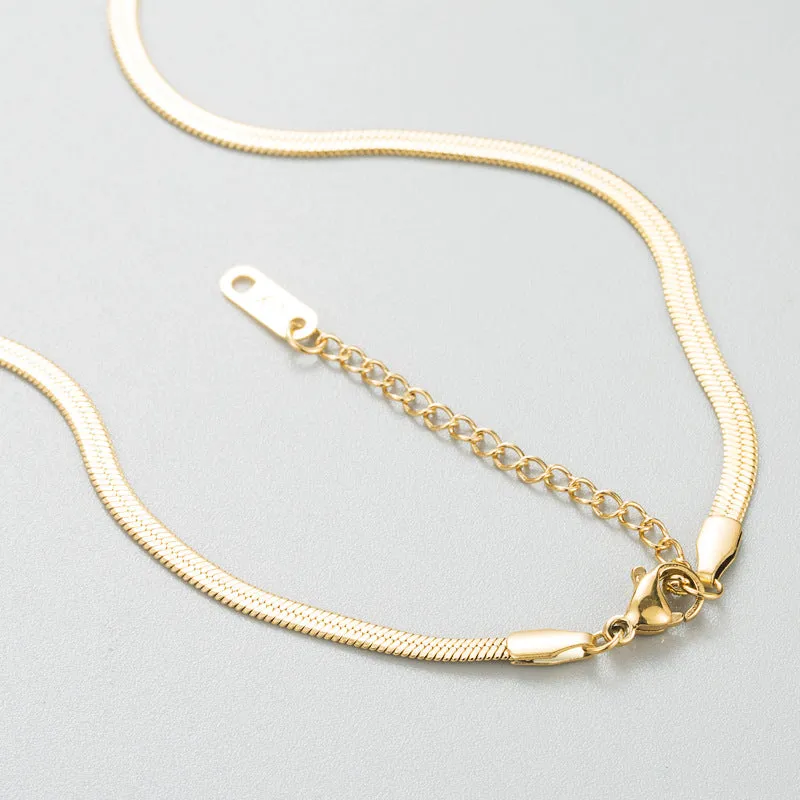 Women's Thick Chain Choker Necklace: Stainless Steel with Oval Green Zircon Charm
