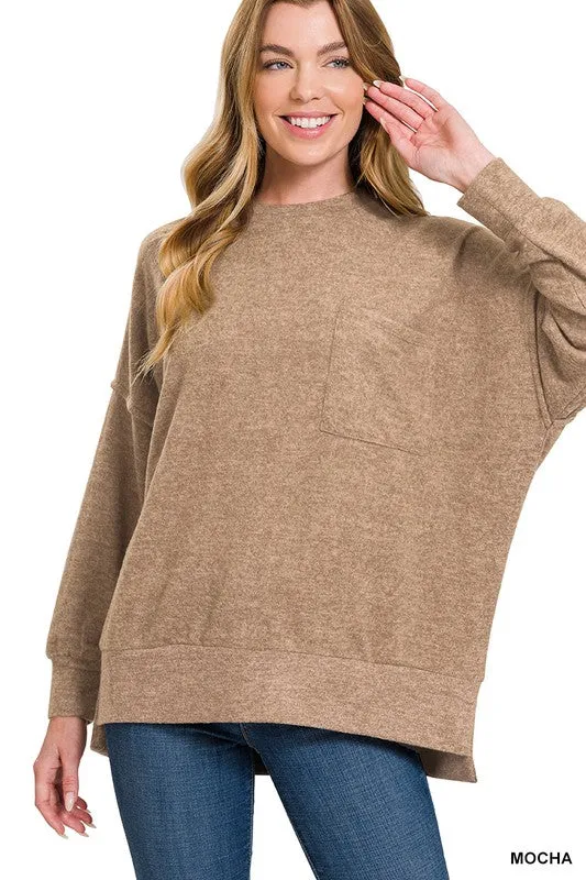 ZENANA Brushed Melange Drop Shoulder Oversized Sweater