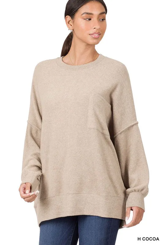 ZENANA Brushed Melange Drop Shoulder Oversized Sweater