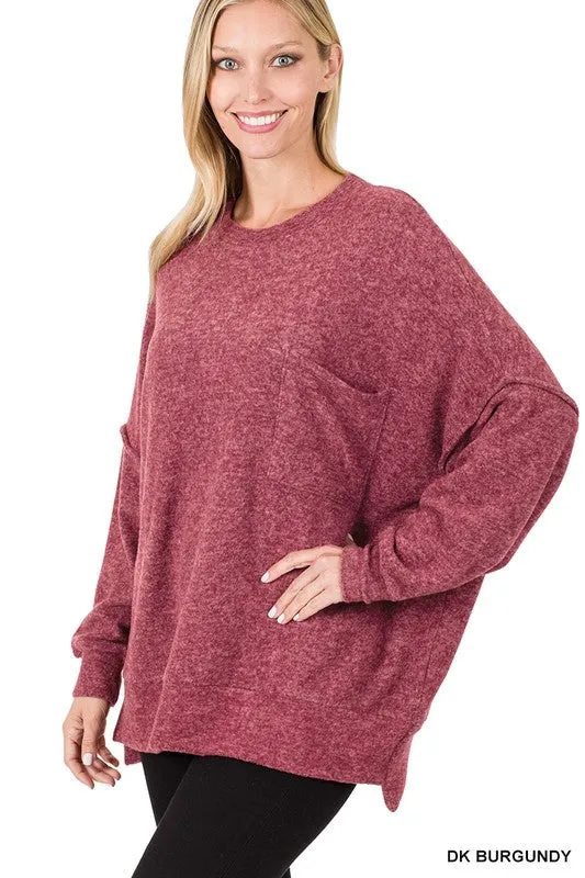 ZENANA Brushed Melange Drop Shoulder Oversized Sweater