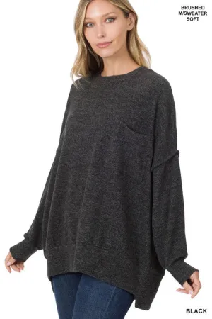 ZENANA Brushed Melange Drop Shoulder Oversized Sweater
