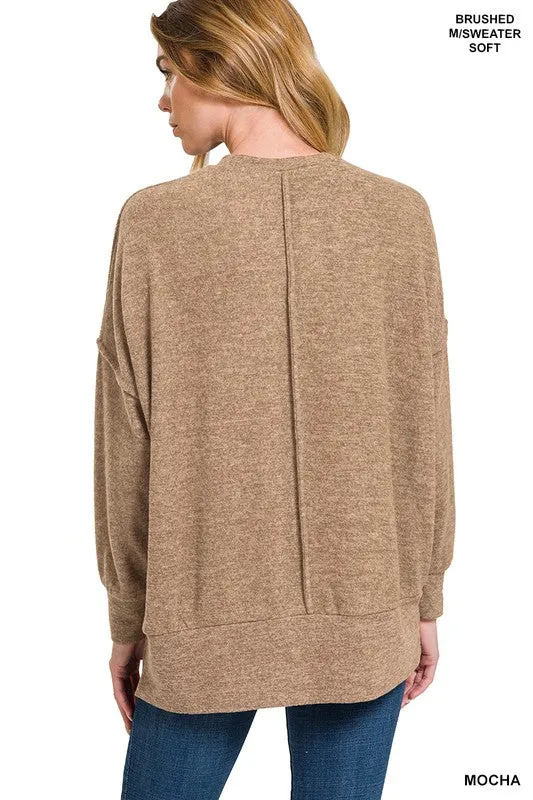 ZENANA Brushed Melange Drop Shoulder Oversized Sweater
