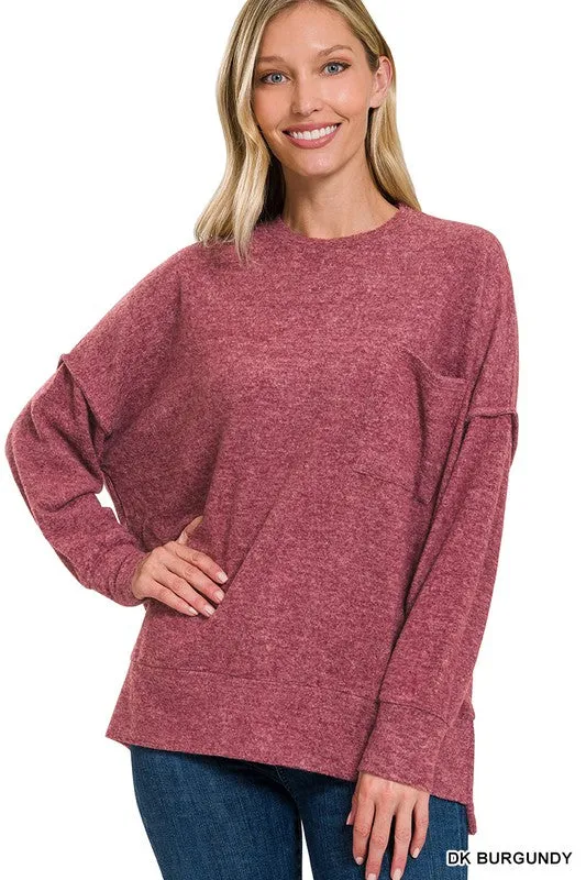 ZENANA Brushed Melange Drop Shoulder Oversized Sweater