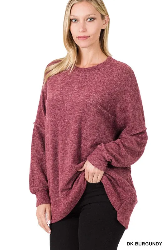 ZENANA Brushed Melange Drop Shoulder Oversized Sweater