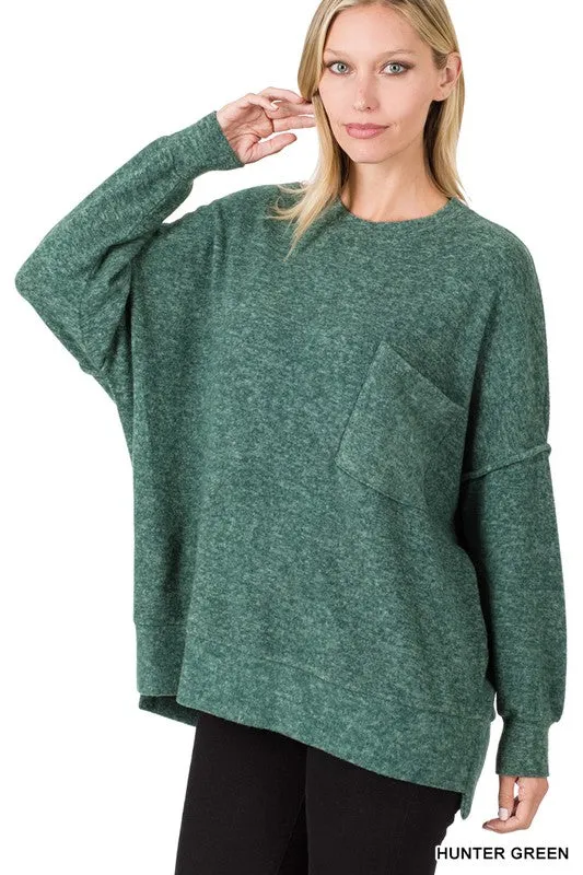 ZENANA Brushed Melange Drop Shoulder Oversized Sweater