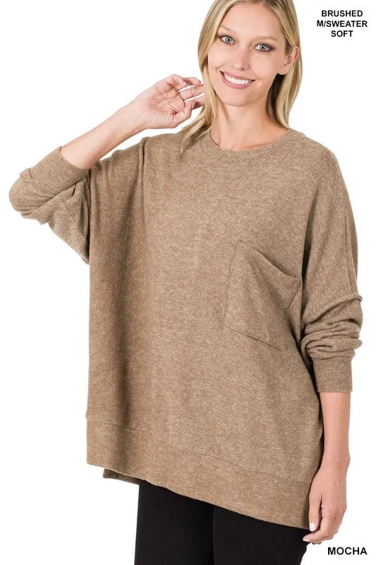 ZENANA Brushed Melange Drop Shoulder Oversized Sweater