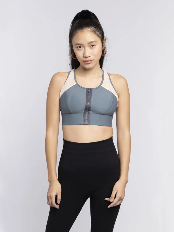 ZIP FRONT CAIRNS CROP // SLATE & BUFF